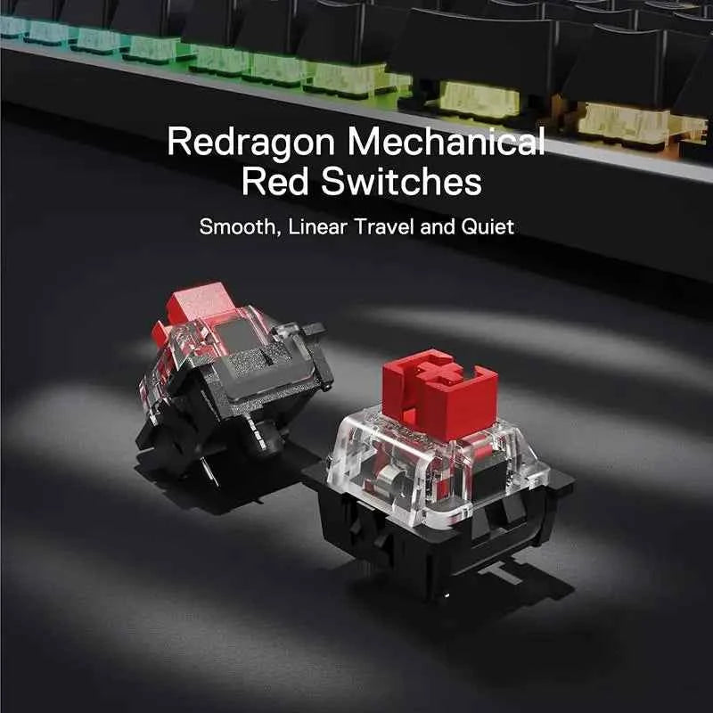 Redragon K556 PRO Upgraded Wireless RGB Gaming BT/2.4Ghz Tri-Mode Mechanical Hot-Swap Linear Quiet Red Switch Keyboard