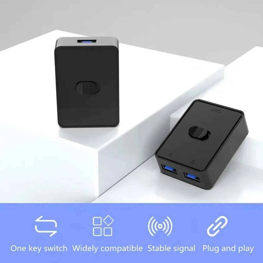 USB 3.0 Switch 1x2/2x1 USB Hub Bidirectional 2 in 1 Out Switcher USB2.0 Extender Shared Controller for PC Keyboard Mouse Printer