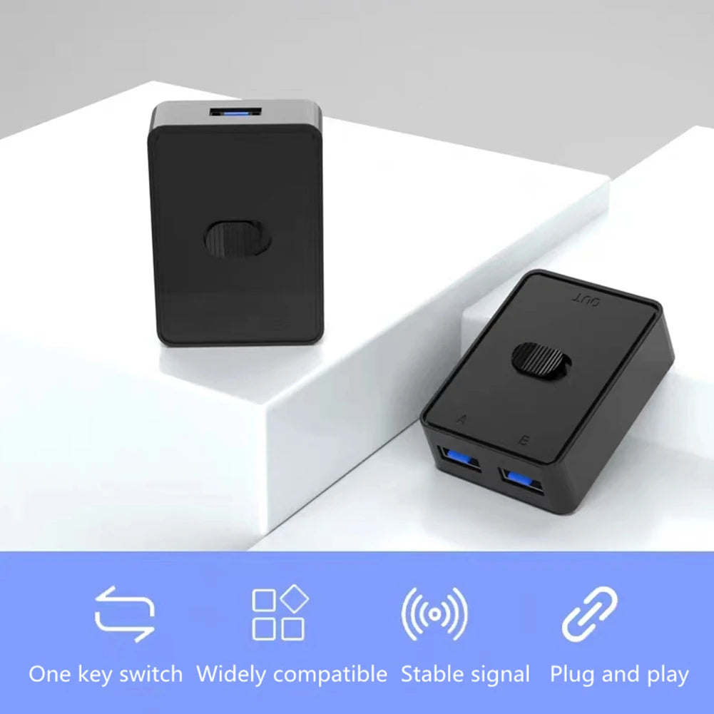 USB 3.0 Switch 1x2/2x1 USB Hub Bidirectional 2 in 1 Out Switcher USB2.0 Extender Shared Controller for PC Keyboard Mouse Printer