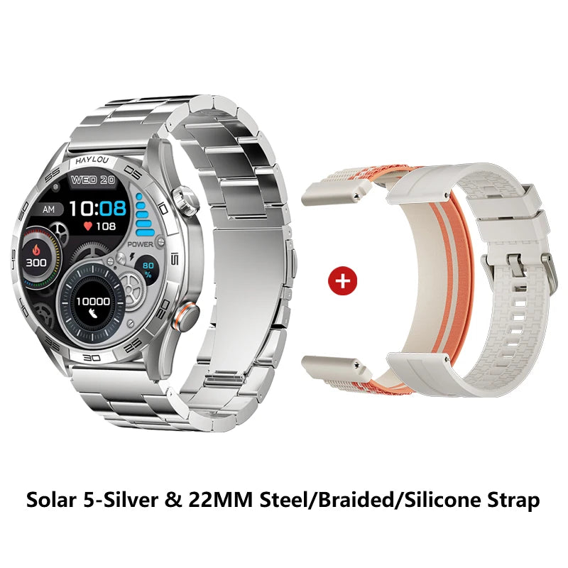 HAYLOU Solar 5 Smartwatch 1.58'' AMOLED Display 60Hz Refresh Rate 24H Health Monitoring Voice Calling 100+ Sports Modes Black/Silver