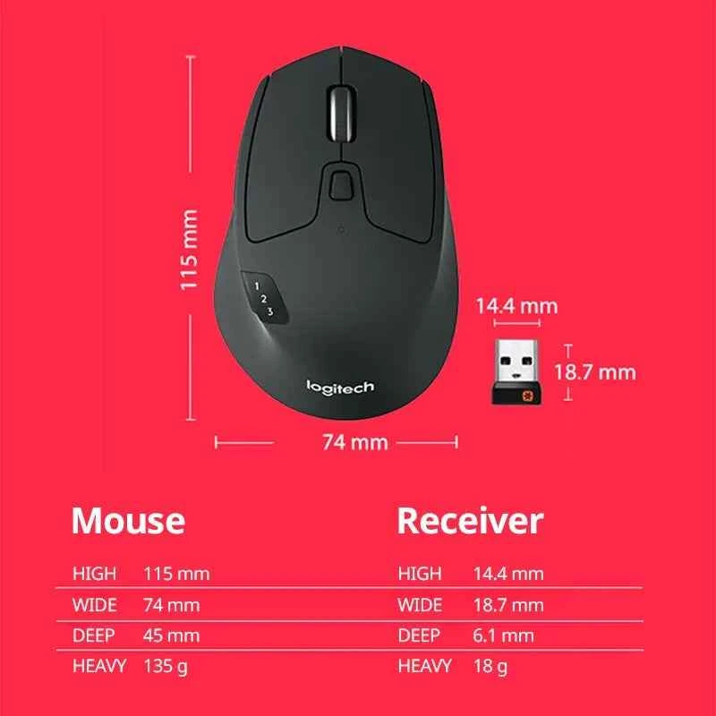Logitech M720 Wireless Bluetooth Mouse Union Dual Mode Multi-device Office Efficient Comfortable Feel Notebook