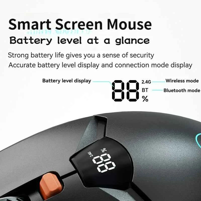 V086 2.4G Bluetooth wireless mouse screen display power 600mAh battery, light tone buttons for gaming and office