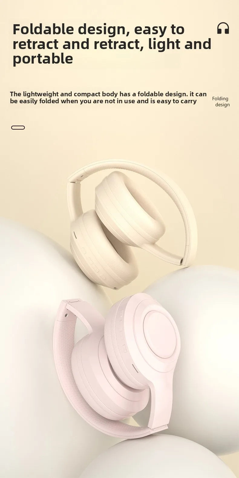 Wireless Bluetooth Headphones Over Ear HIFI Stereo Headsets Noise Reduction Sports Gaming Earphones Music Player with Mic Gifts