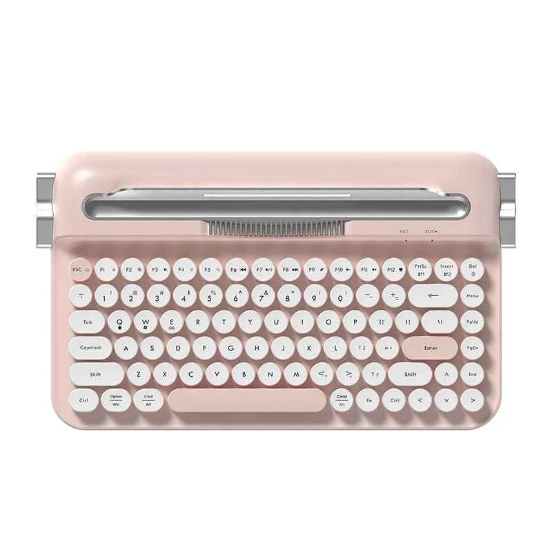 AJAZZ AF84 Wireless Membrane Keyboard 2.4G-Bluetooth Typewriter Style Female Office Keyboard Supports Multiple Systems