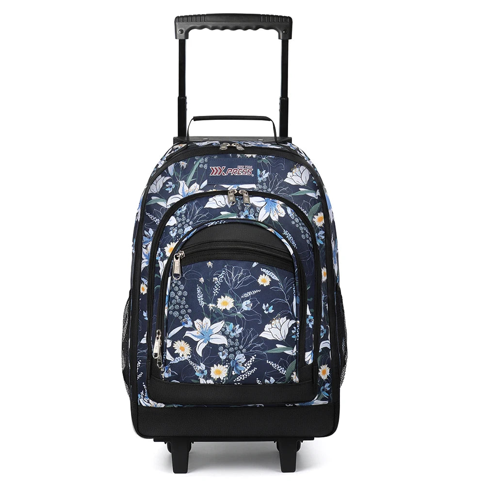 New York XPress 20 inch Travel Backpack With Wheels Hidden Pull Rod Carry On Luggage Weekend Travel Bag For Men Business Trip