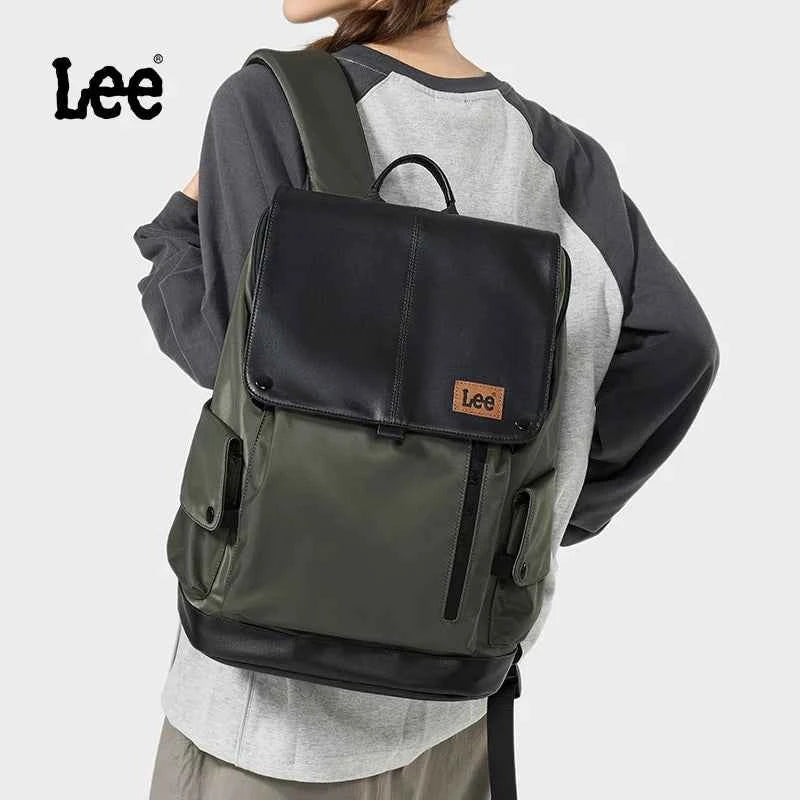 LEE New Korea Style Flip Leather Backpack Women Men Large Capacity Business Commuter Travel Rucksack Buy Laptop School Book Bag