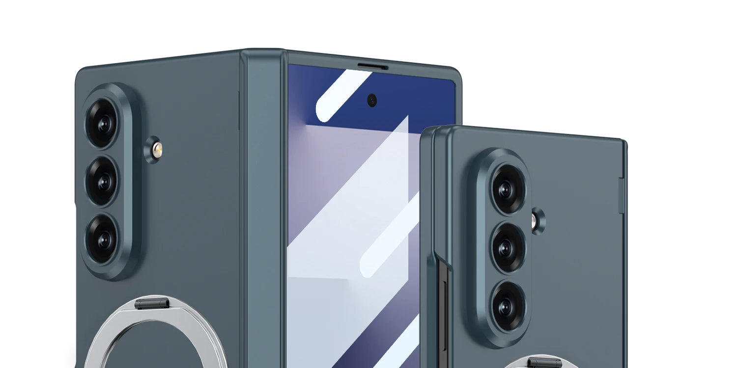 Magsafe Rotating Bracket Case For Samsung Galaxy Z Fold 7 Skin-feel Matte With Glass Film ZFold7 Magnetic Hinge Protective Cover