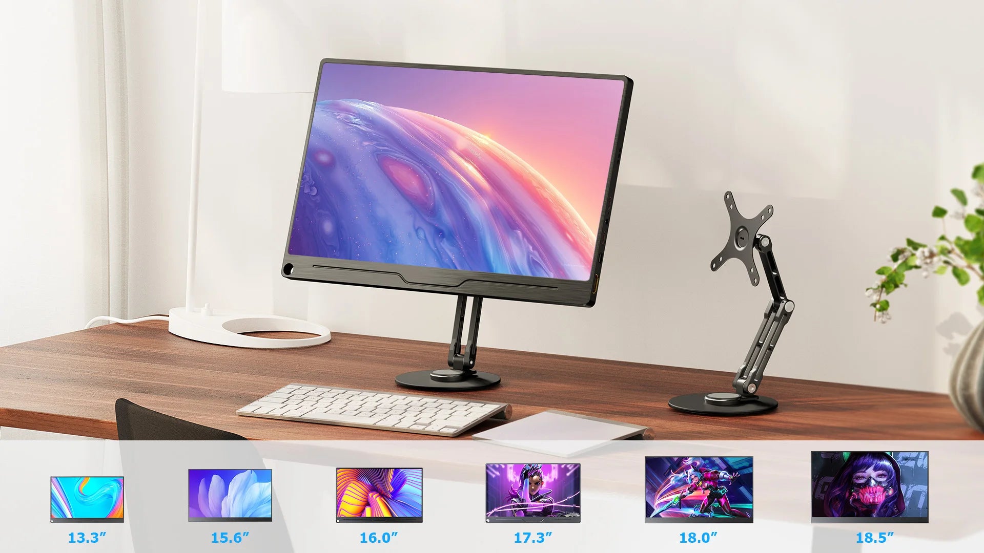 UPERFECT VESA Monitor Desk Mount Single Monitor Stands Freestanding Fits 10'' to 18.5'' Computer Screen With Height Adjustable