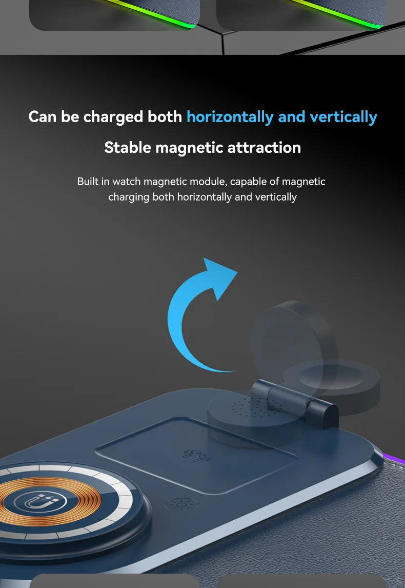 15W 3 in 1 Wireless Charging Mouse Pad Customized Desk Pad Fantasy Glowing Game Pad Rubber Cloth Mouse Pad Super Large Mat