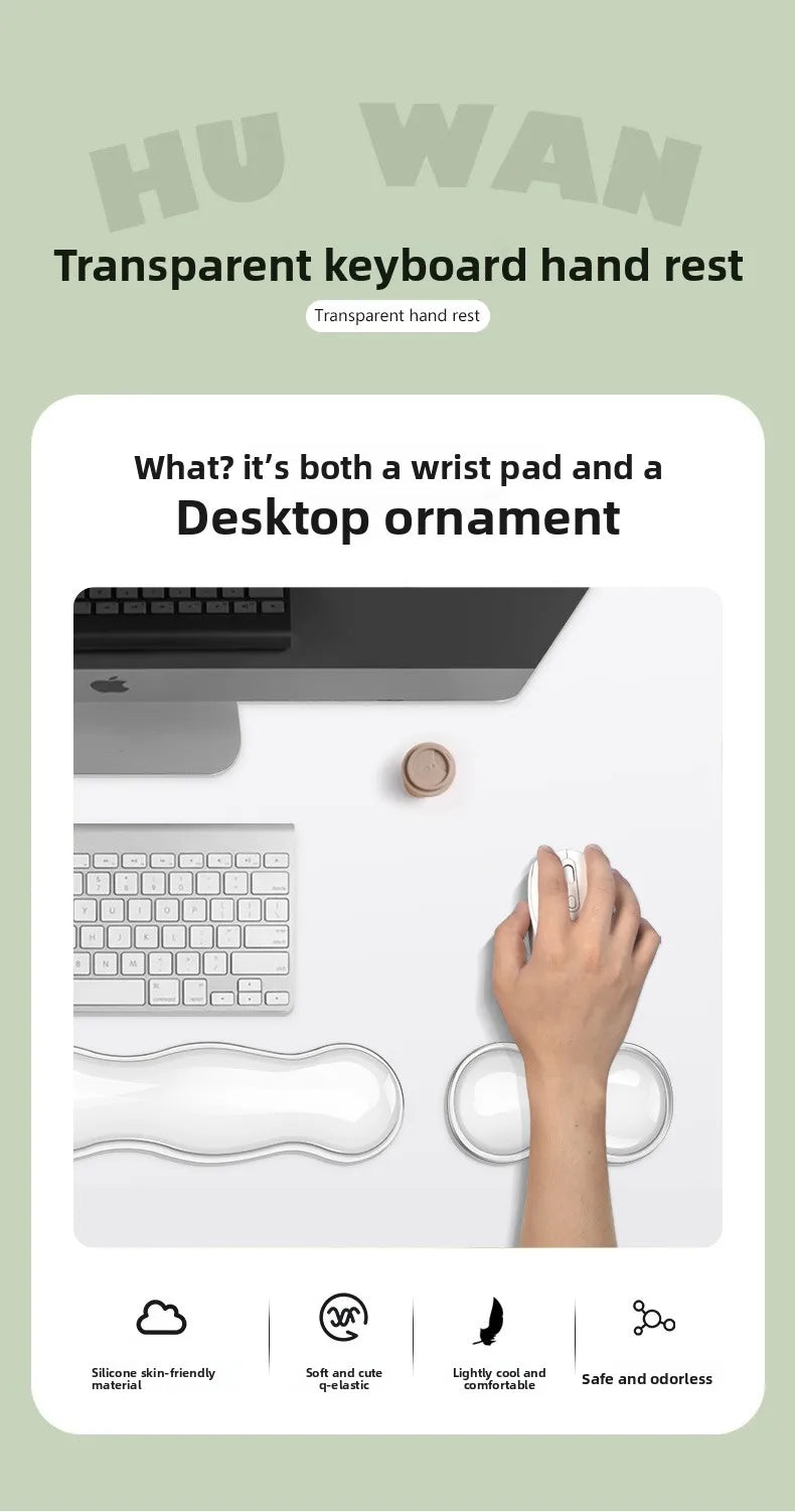 Silicone Keyboard Mouse Wrist Rest Support Ergonomic Wave Hand Pad Cushion Comfortable Soft for Gaming Office Computer Laptop
