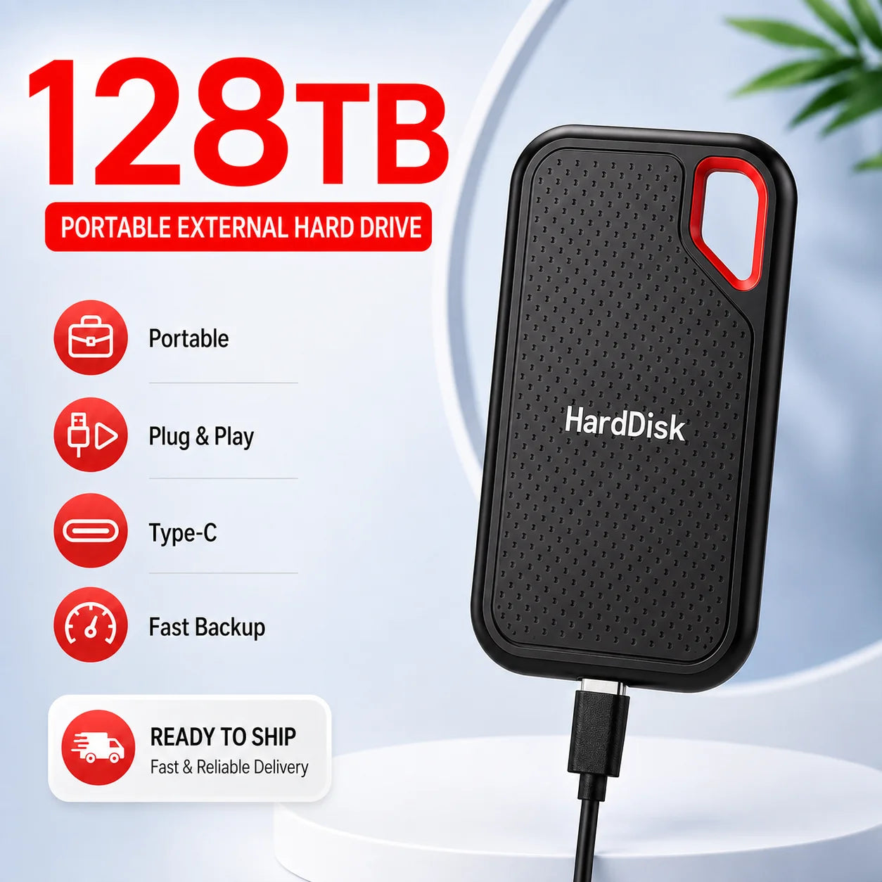 External Portable SSD 1TB Solid State Hard Drive 2TB Reliable Data Storage Disk for  PC/Mac/Phone