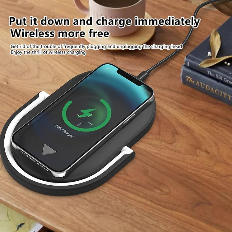 Private model foldable wireless charger 15W fast charging mobile phone bracket three-in-one creative night light wireless chargi
