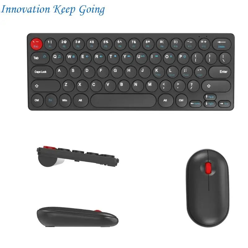 E65C Silents Clicks Mouse Wireless Keyboards Set Round Design 64Keys Portable For Desktop Notebook