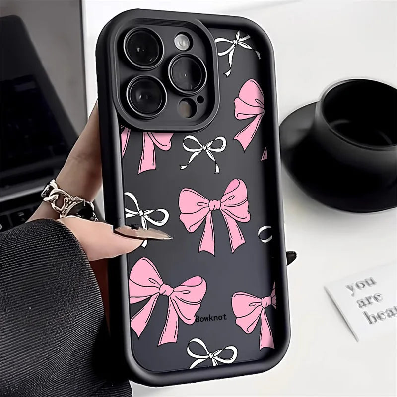 Black Butterfly Silicone Phone Case For iPhone 11 13 14 12 15 17 16 Pro Max Candy Color Soft Cover