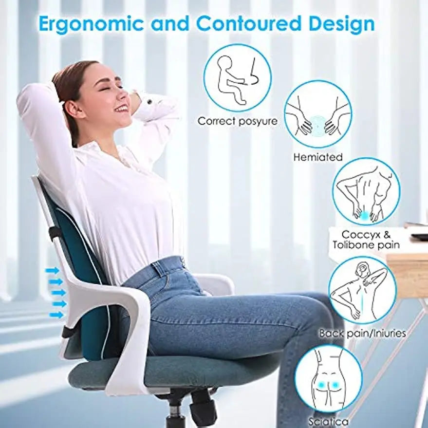 1pc Lumbar Support Pillow for Lower Back,Posture,Memory Foam Cushion with Adjustable Spinal, Breathable Mesh Cover