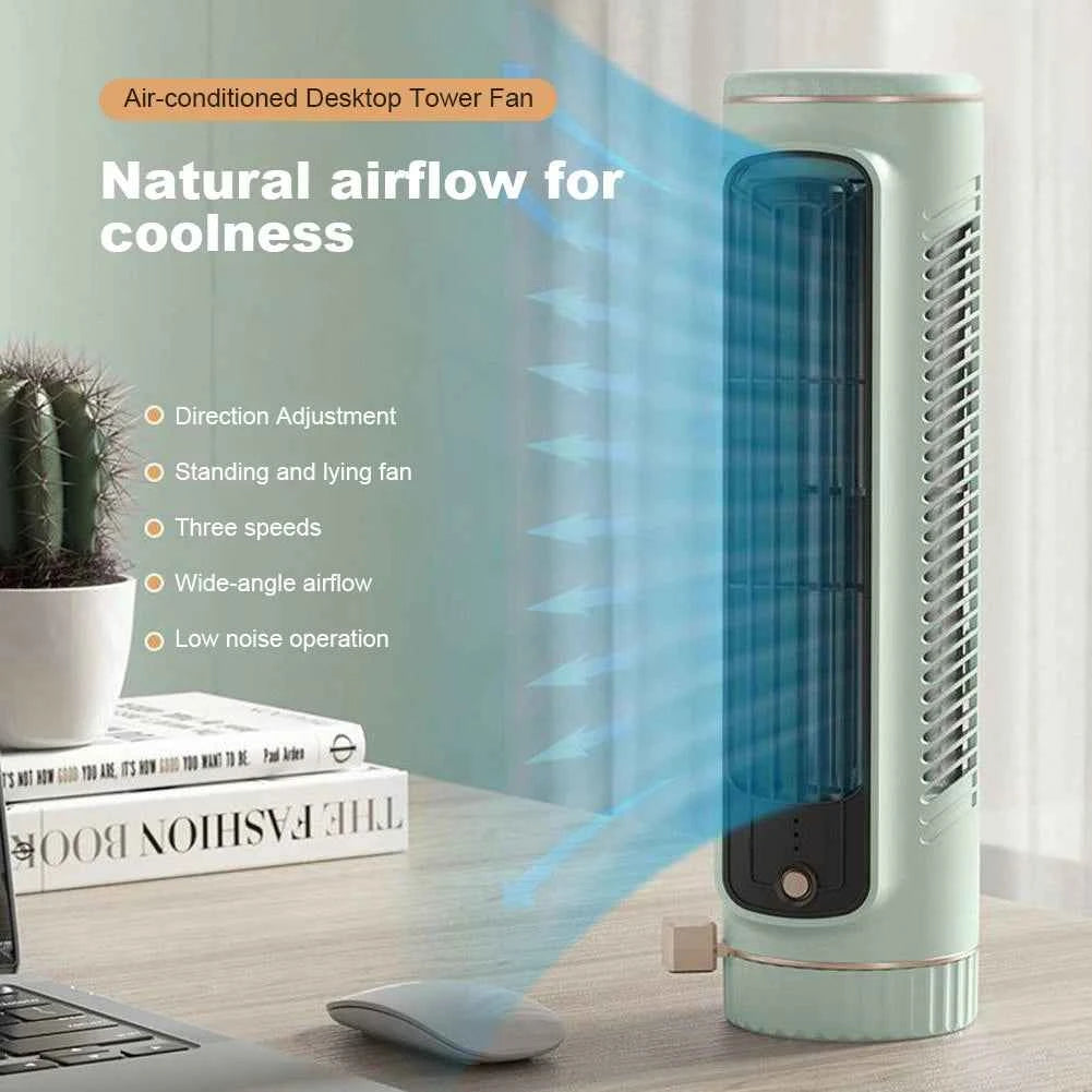 Tower Fan USB Charging Portable Air Conditioner Desktop Cooling Fan Electric Vertical Fan for Home Office