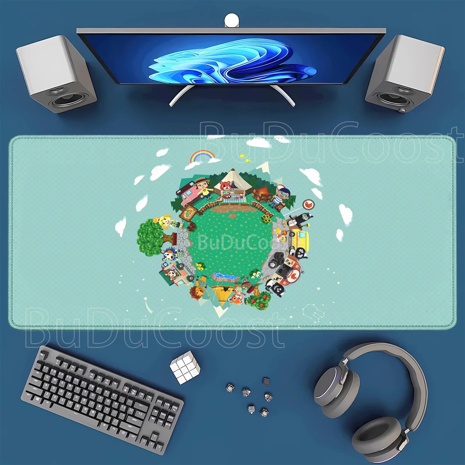Large Kawaii Mouse Pad Non-Slip Gaming Cute Cartoon A-Animals Laptop Gamer Crossing Mousepad HD Printing XXL 400x900mm Desk Mat