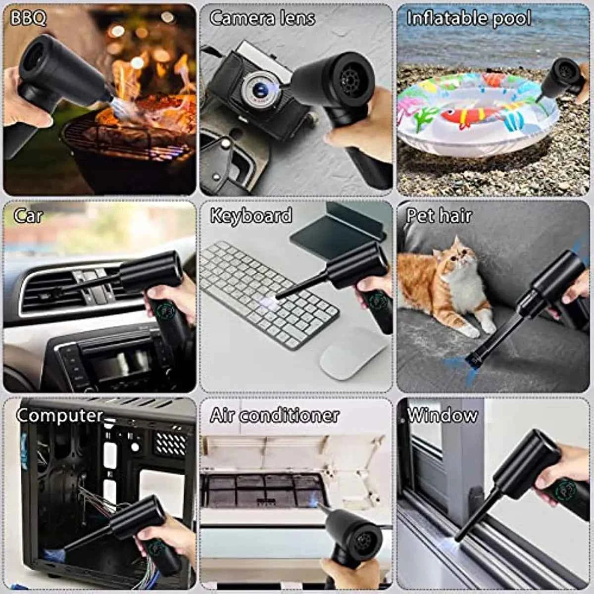 7500mAh Portable Compressed Air Duster Multi Air Blower & Vacuum Cleaner Cordless Duster Blower for Keyboard Computer Cleaning