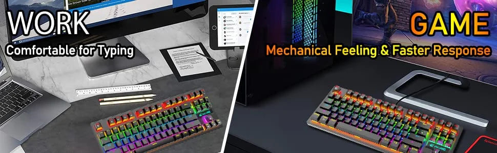 MAMBASNAKE x ZIYOU LANG K2 Wired Mechanical Gaming Keyboard Blue Switch Mini 82 Keys Wired Rainbow LED Backlit Keyboard