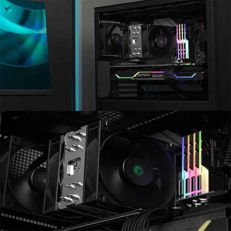 DEEPCOOL AG400 4 Heat pipes Dual Fan CPU Air-Cooling Radiator, 2000RPM Desktop Cooling Fan for Intel LGA1700 1200 115X AMD AM4 AM5