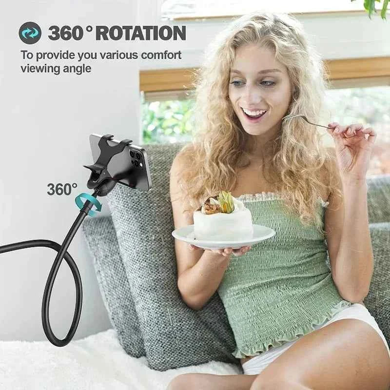 138cm Cell Phone Clip on Stand Holder with Grip Flexible Long Arm Gooseneck Lazy Bracket Mount Clamp for Smartphones ﻿