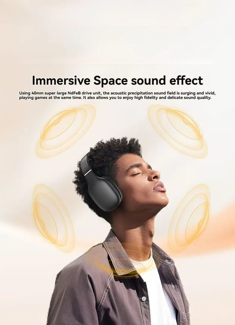 BT1638 Bluetooth 5.4 Headphones Over Ear 40mm Driver 40H Playtime Type-C Charging Wireless Headset Over Ear Wireless Headphones