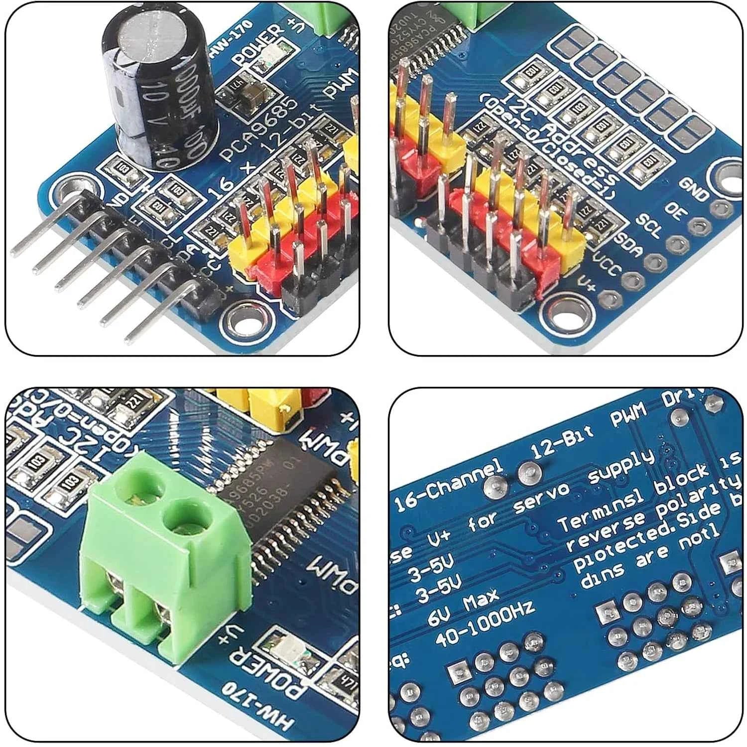 Aokin 1PCS 16 channel PWM Servo Servo Drive Board Robot Controller IIC Interface Driver Module PCA9685 For Raspberry Pi