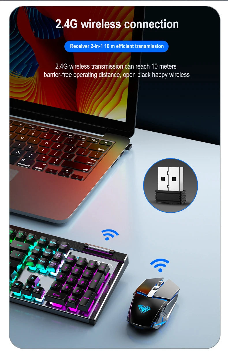 T610 Wireless Keyboard & Mouse Combo Rechargeable Notebook, Desktop Office, Home Gaming, E-sports Keyboard & Mouse