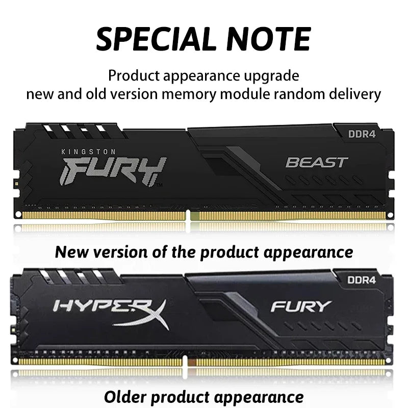 Kingston Fury Beast DDR4 8G 16G 32GB 3600 3200Mhz RAM PC Memory 288Pin XMP2.0 Heatsink For Desktop AMD or INTEL Motherboard