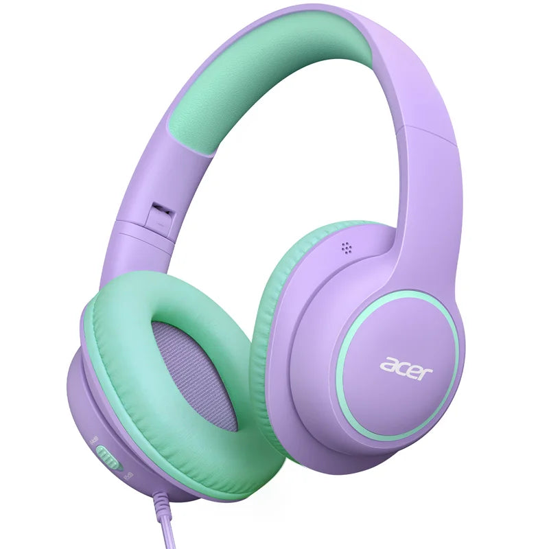 Acer OHR328 Kids Headphones Wired – Over-Ear School Headset with Volume Limit 85/94dB, 3.5mm Jack, Foldable Safe Headphones for Toddlers & Children