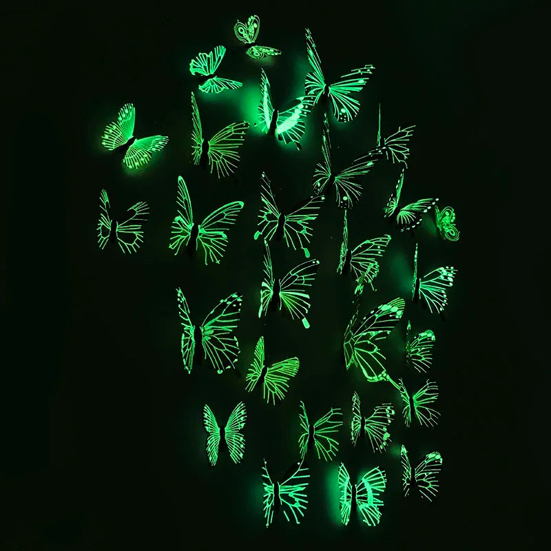 12pcs Luminous 3D Butterfly Wall Sticker for Kids Bedroom Home Living Room Fridge Wall Decal Glow in Dark Wallpaper Decoration