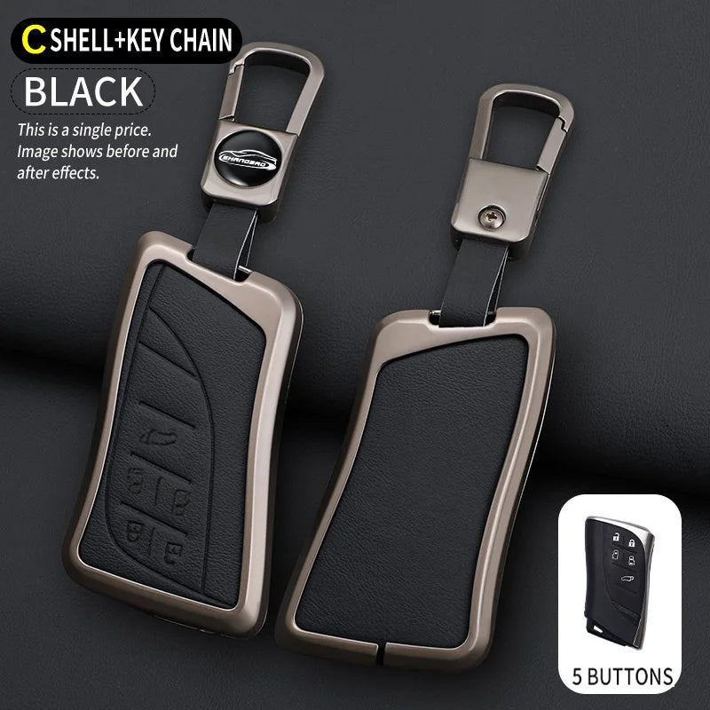 Car Zinc Alloy Leather Key Case Cover Chain For Lexus NX ES UX US RC LX IS 250h RX 350h LS 450h 260h 300h UX200 LM350H LM500H