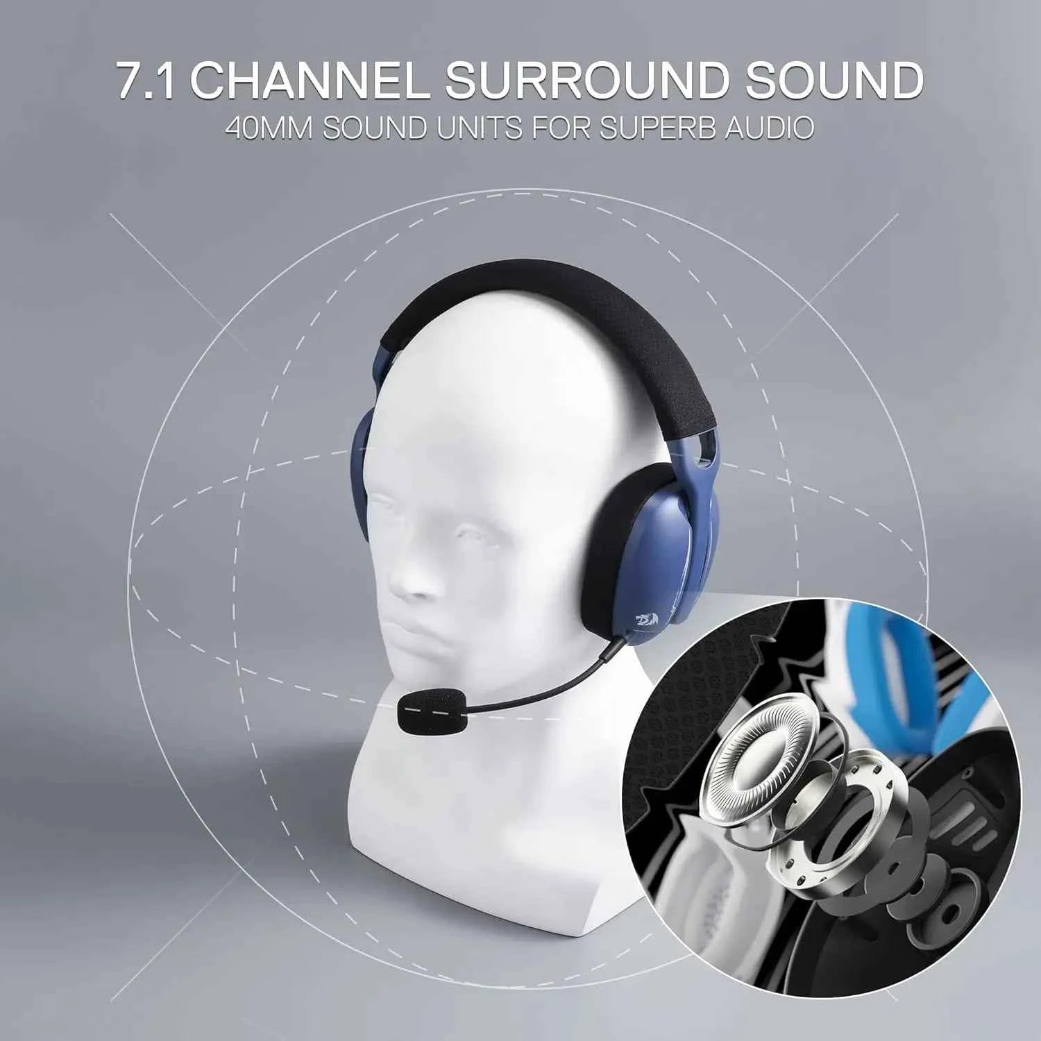 Redragon H878 Gaming Headset, 2.4Ghz/BT/Wired