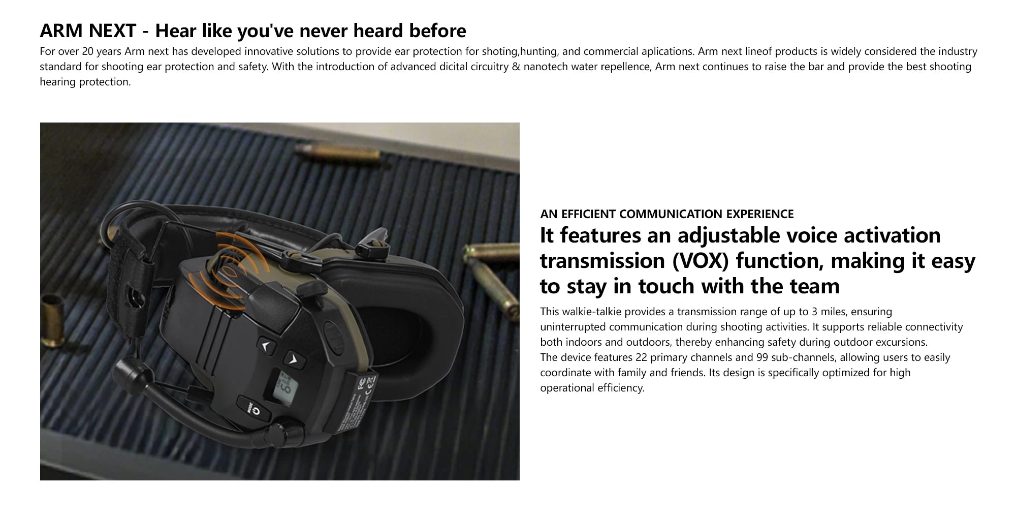 Tactical Headphones High Sensitivity Clear Call Military Headset for Shooting Communication Water Resistant Noise Reduction