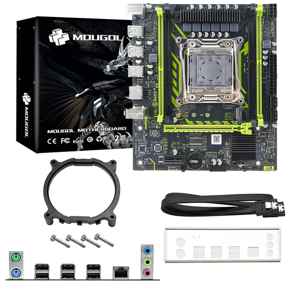MOUGOL X99 Gaming Motherboard Set with Intel Xeon E5 2650 V4 & DDR4 16G*1 2133MHz Dual Channel RAM M.2 NVME for Desktop Host