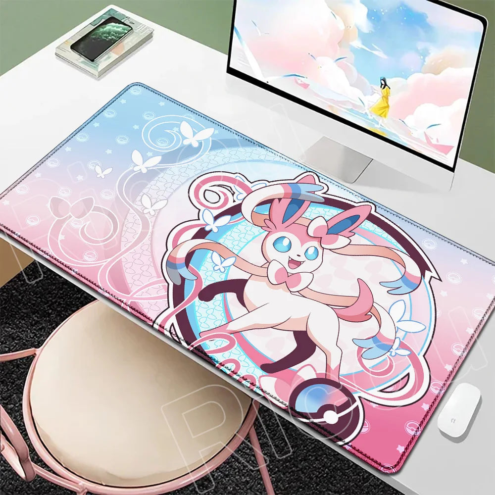 P-Pokemons Sylveon Eevee Mousepad Mouse Pad Large Gamer XXL Pc Keyboard Desk Mouse Mat Carpet Rubber Tapis Souris Gaming Notbook