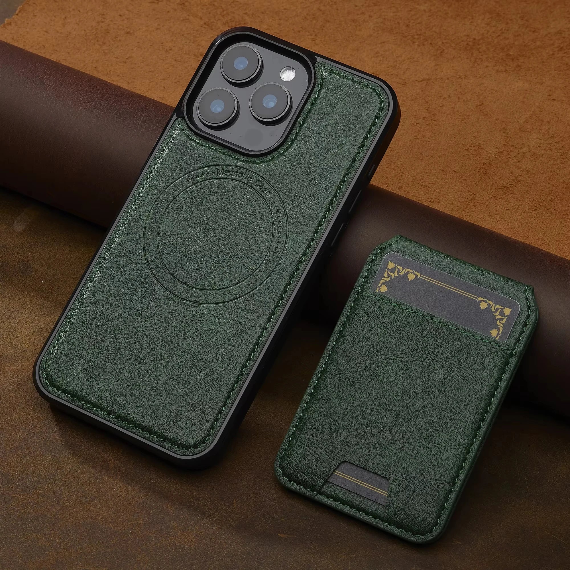 2 in 1 Detachable Leather iPhone Case with Card Pocket - Magnetic Cover for iPhone 17 pro Max 17 Air 15 14 13 12 11 pro Max