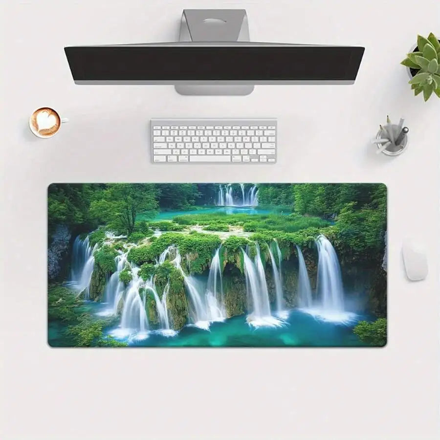 Large Waterfall Forest Mousepad Anti-Slip Rubber Desk Mat For Gaming Office Laptop