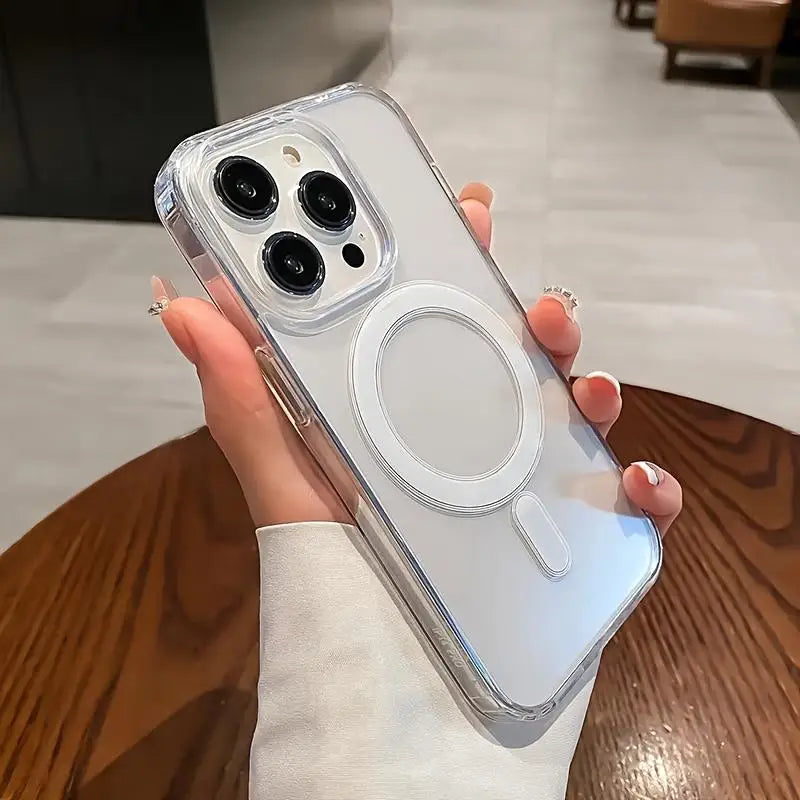Transparent Magnetic Phone Case Supports Wireless Charging Classic and Stylish - for iPhone 17/16/15/14/13/12/11 Pro Max