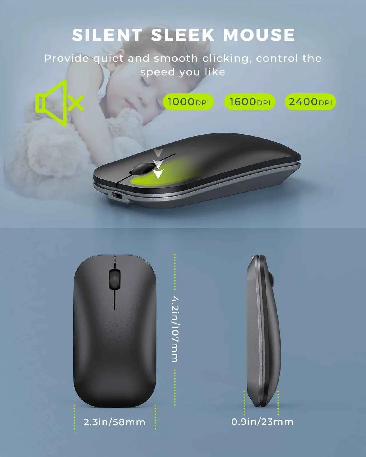 Wireless Bluetooth Keyboard and Mouse Combo Multi-Device Rechargeable Slim Keyboard and Mouse for Win 8 10 MacBook Pro Air iPad