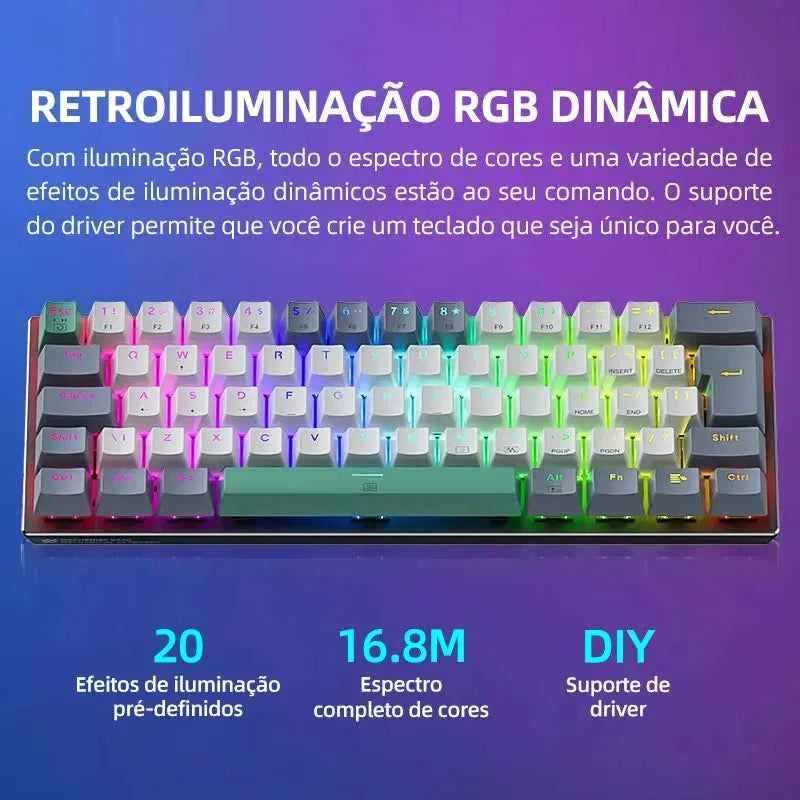 Machenike K500-B61 Mini Mechanical Keyboard 60% ABNT2 Layout RGB Backlight Hot-swappable NKRO Wired Gaming Keyboard For PC Gamer