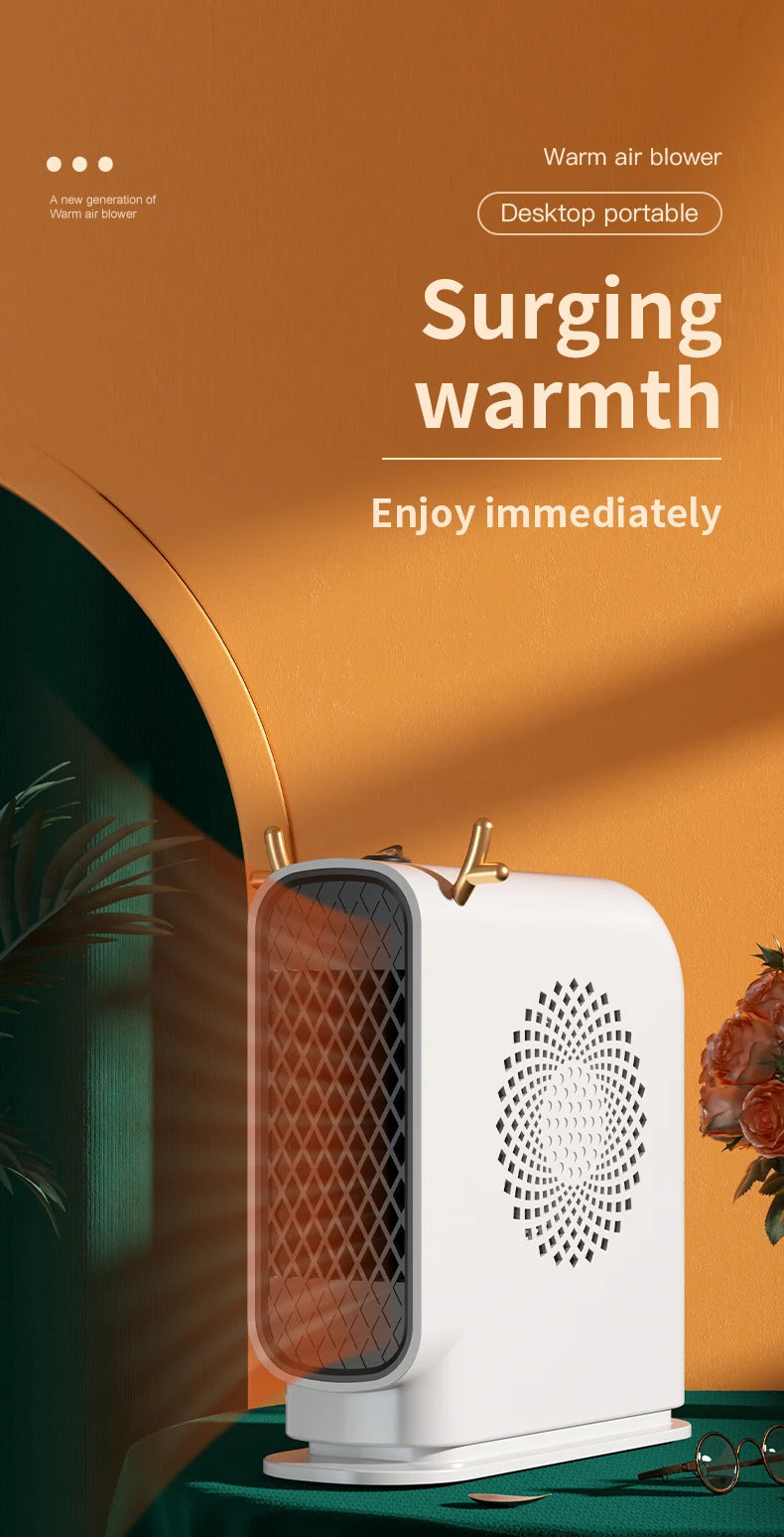 Mini Electric Heater Portable Desktop Low Consumption Warm Heating Fans for Home Office Hand Foot Warmer Heater for Winter 500W