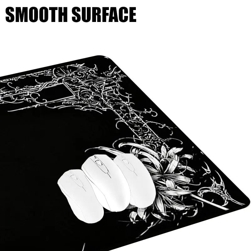 Black Lacework Art Large Gaming Mouse Pad Anti Slip Desk Mat Durable Stitched Edge Table For Laptop PC Gamer Game Accessories