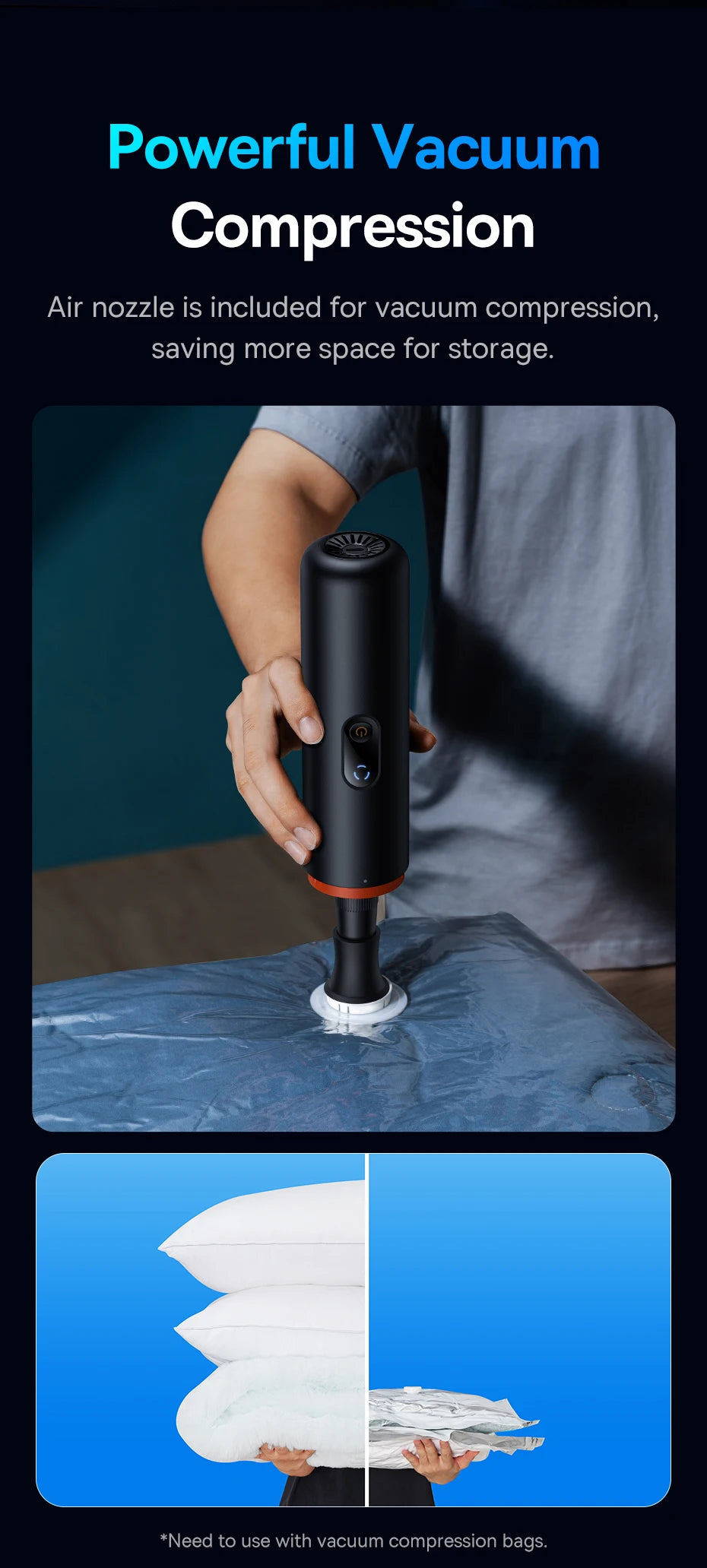 Baseus A5 16000Pa Wireless Car Vacuum Cleaner Powerful Portable Handheld Automotive Vacuum Cleaner for Car Inner Cleaning Home