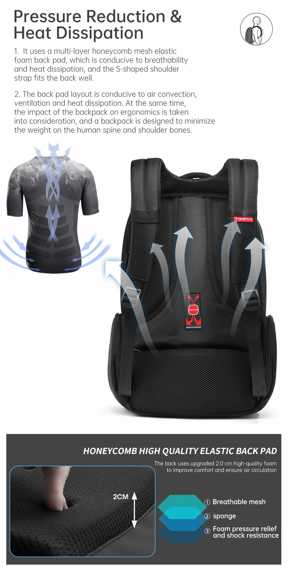 Tigernu Brand Nylon Waterproof Anti theft 15.6