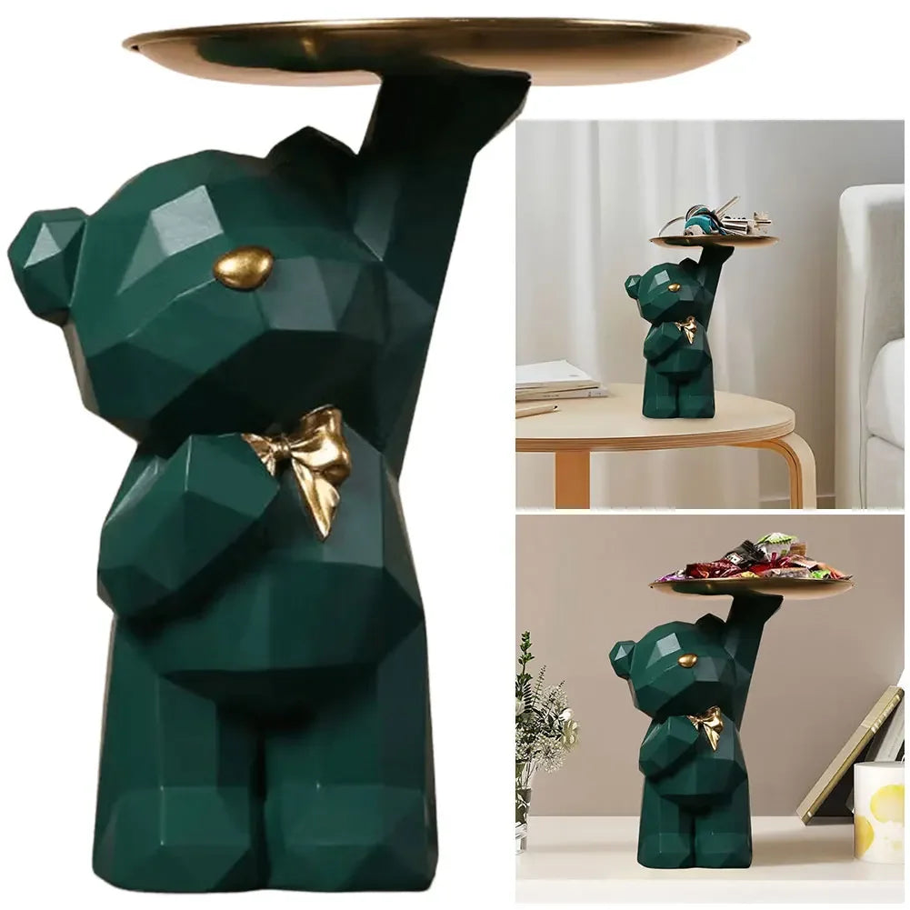 Resin Storage Box Crafts Geometric Bear Resin Desk Decoration Candy Sundries Household Supplies for Office Coffee Shop