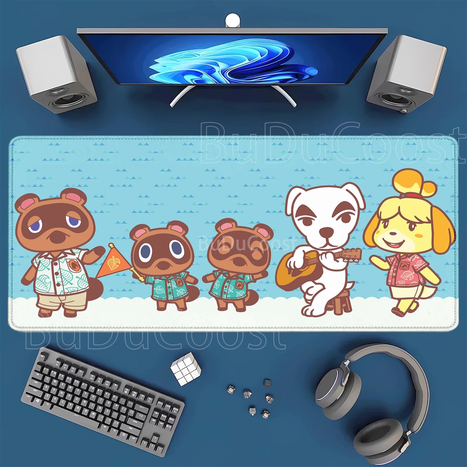 Large Kawaii Mouse Pad Non-Slip Gaming Cute Cartoon A-Animals Laptop Gamer Crossing Mousepad HD Printing XXL 400x900mm Desk Mat