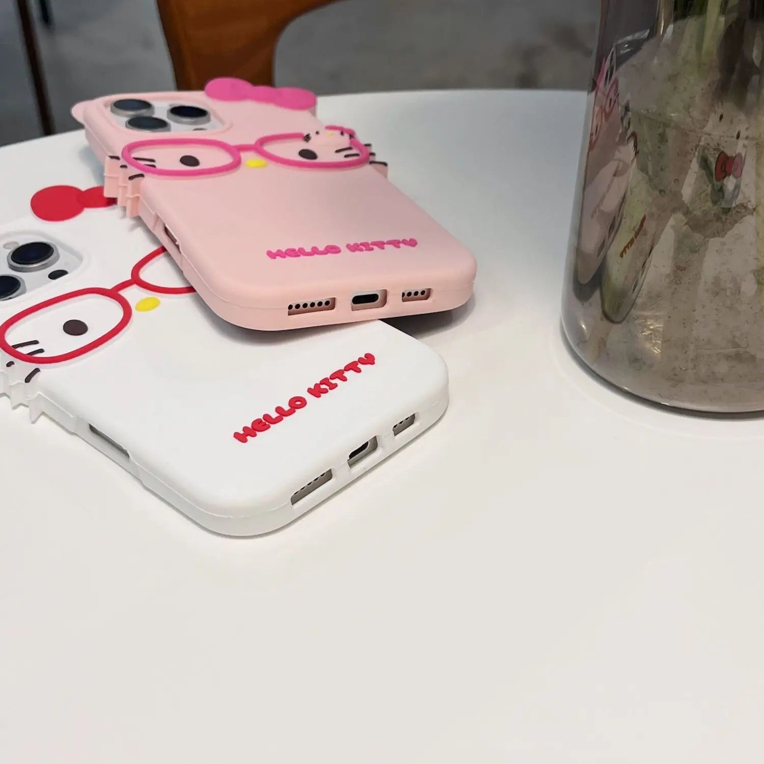 Sanrio 3D Cartoon Glasses Hello Kitty Phone Case For iPhone 17 Promax 16 15 14 13 12 Pro Max 11 So Cute Y2K Soft Silicone Cover