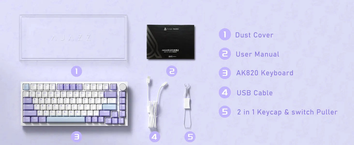 A.JAZZ AK820 Hot Swappable Mechanical Keyboard,75% TKL RGB Backlit Wired Gaming Keyboard with Knob Control,Poron Foam