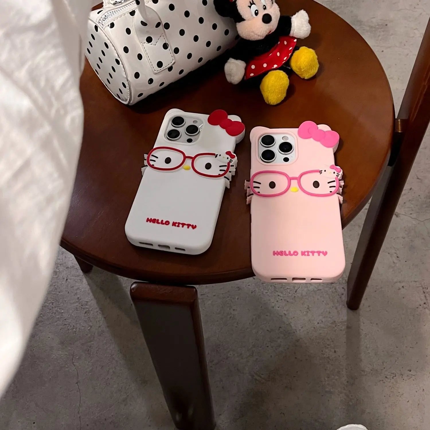 Sanrio 3D Cartoon Glasses Hello Kitty Phone Case For iPhone 17 Promax 16 15 14 13 12 Pro Max 11 So Cute Y2K Soft Silicone Cover
